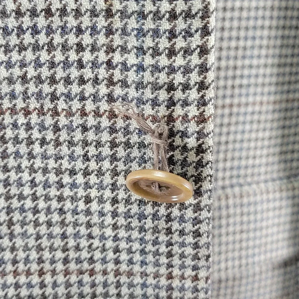 Tommy Hilfiger Men's Sport Coat Blazer Three Button Flannel Wool Houndstooth 46L